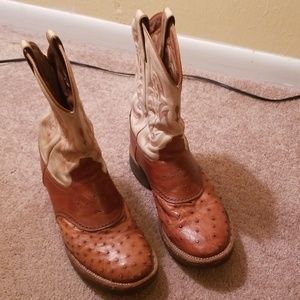 Tony Lama Peanut Brittle Cowboy Crepe Ostrich